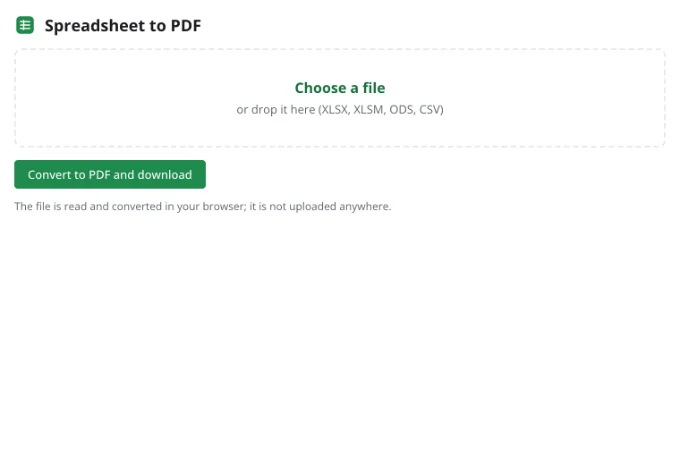 Convert a spreadsheet to PDF: Pick the file